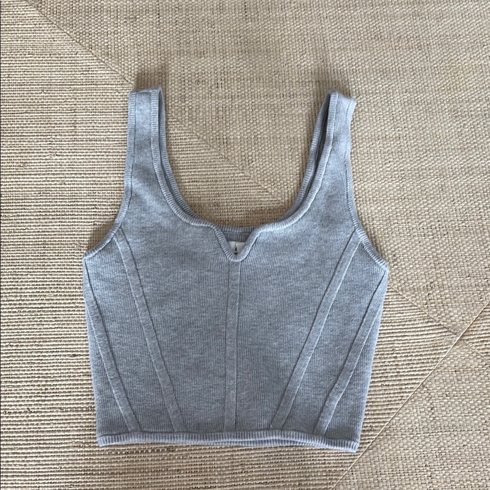 Aerie Gray Fitted Crop Tank Top sz XS